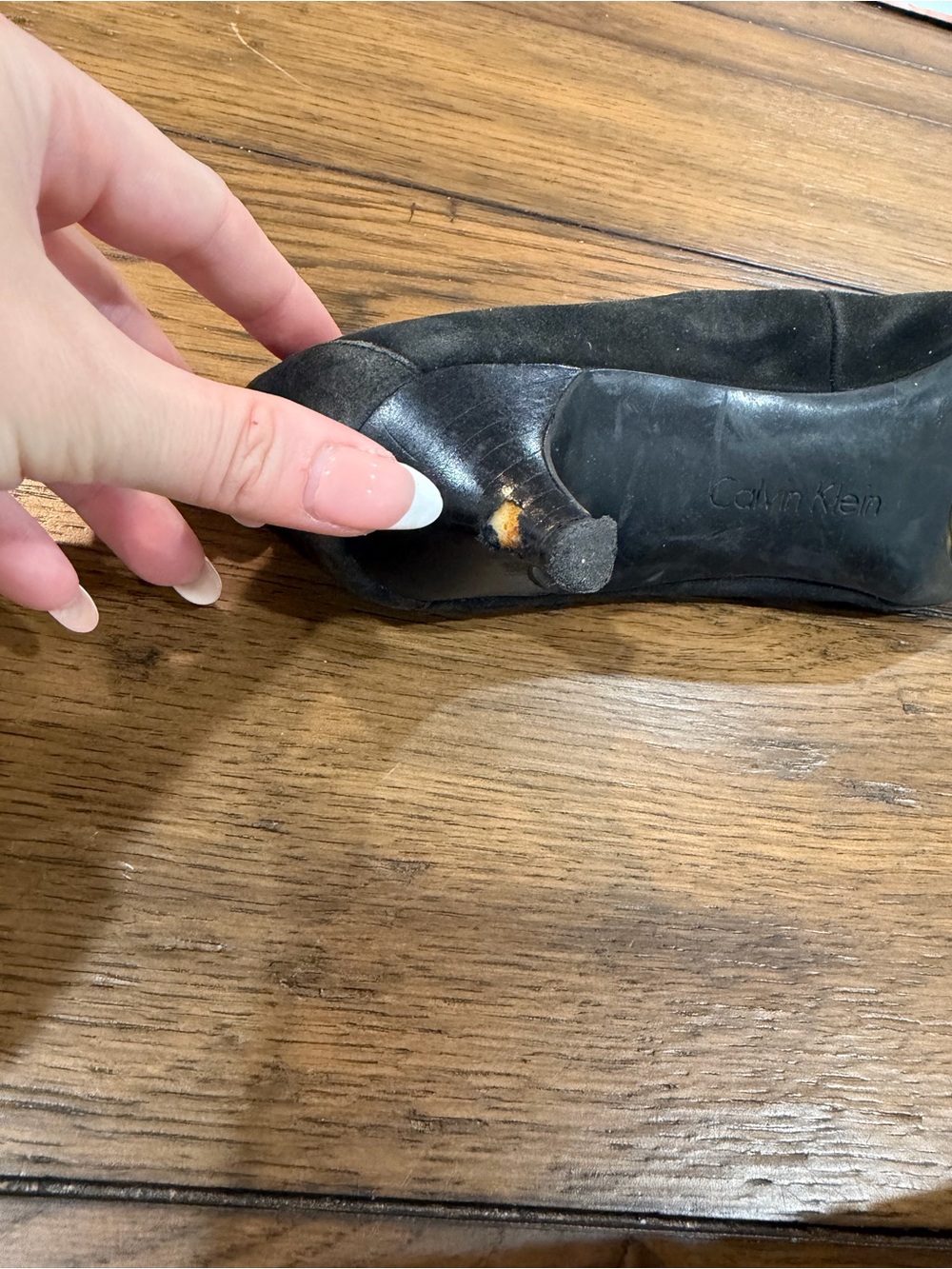 Calvin Klein Black Suede Pointed-Toe Pumps - Picture 7 of 14